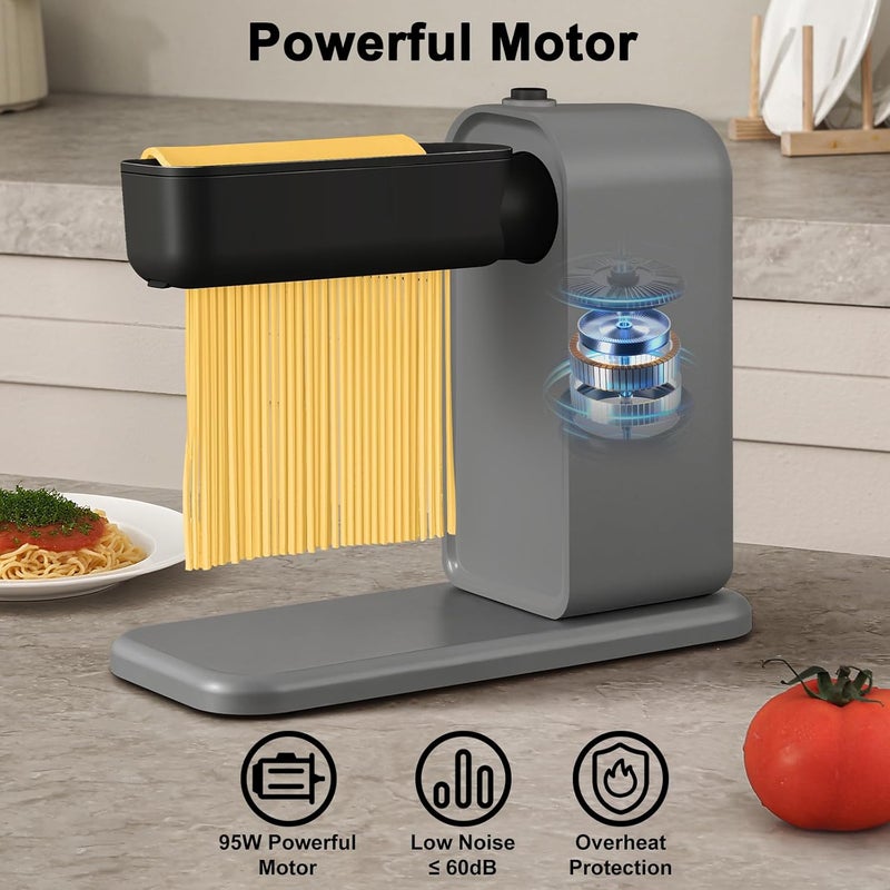 GEFT Electric Pasta Maker, 3-in-1 Pasta Maker Machine Includes Pasta Roller Spaghetti Cutter & Fettuccine Cutter with Cleaning Brush, Noodle Maker for Home Use, Gray - Image 4